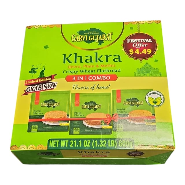 Laxmi Garvi Gujarat Khakra 3 in 1 Combo 600gm