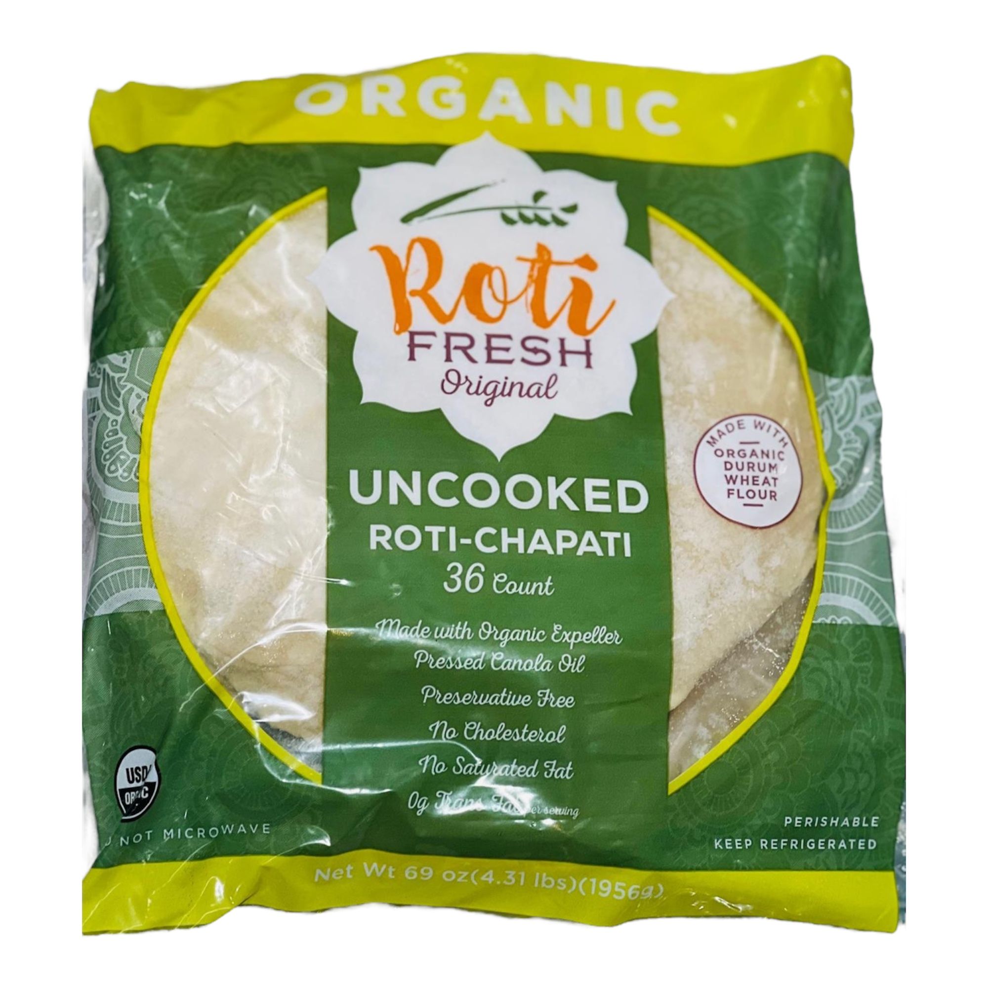 Organic Fresh Uncooked Roti - Chapati 36 pcs